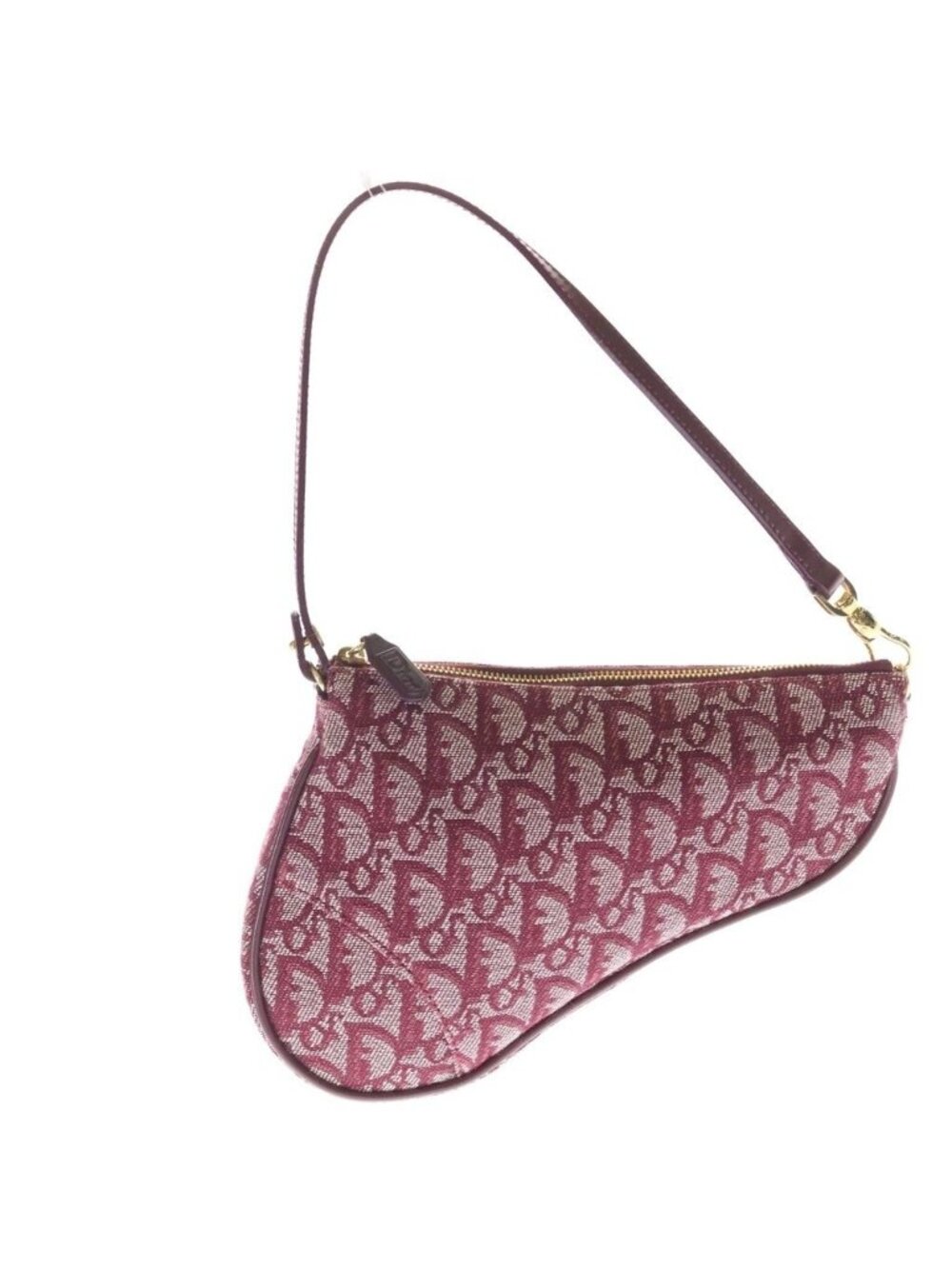 Dior Trotter Saddleback Mini Handbag Pouch Bordeaux Wine Red Leather Gold